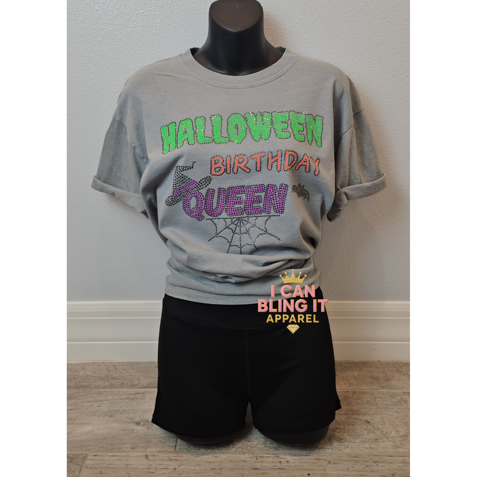 Halloween Birthday Queen Bling Tee