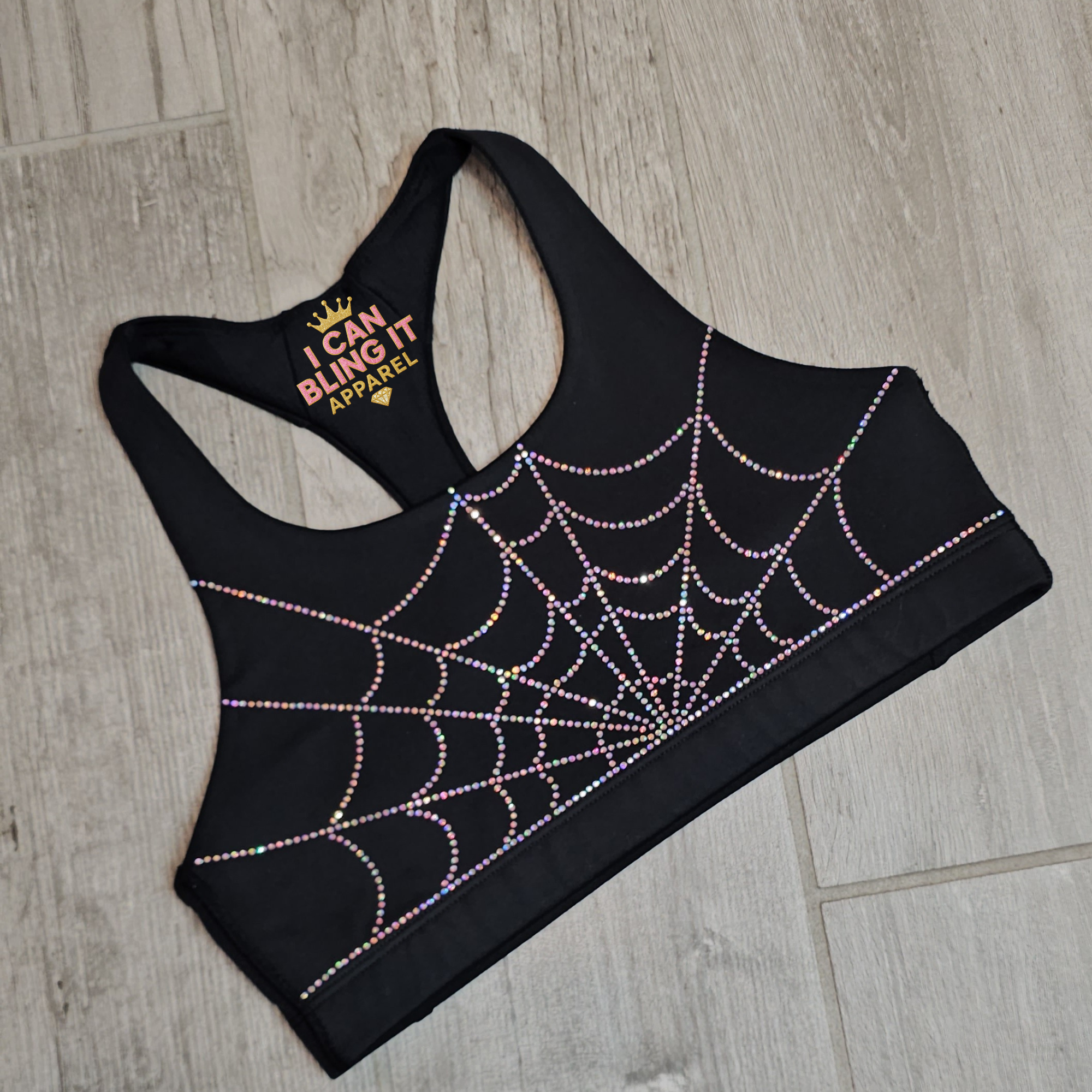 Spider Web Bling Sports Bra
