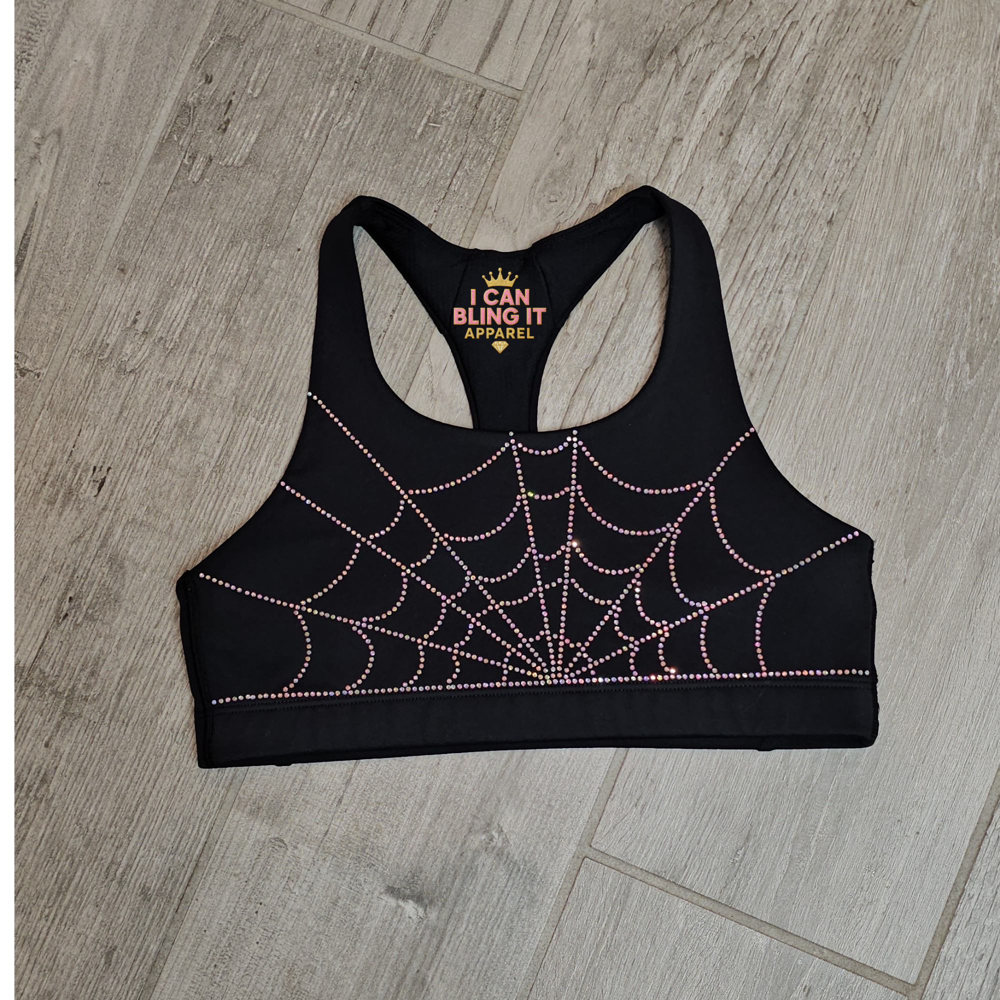 Spider Web Bling Sports Bra