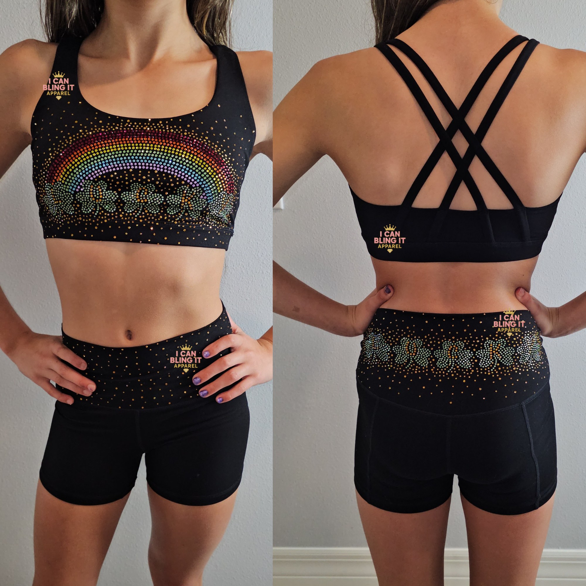 Lucky Rhinestone Shamrock Shorts (Pre-Order Only)