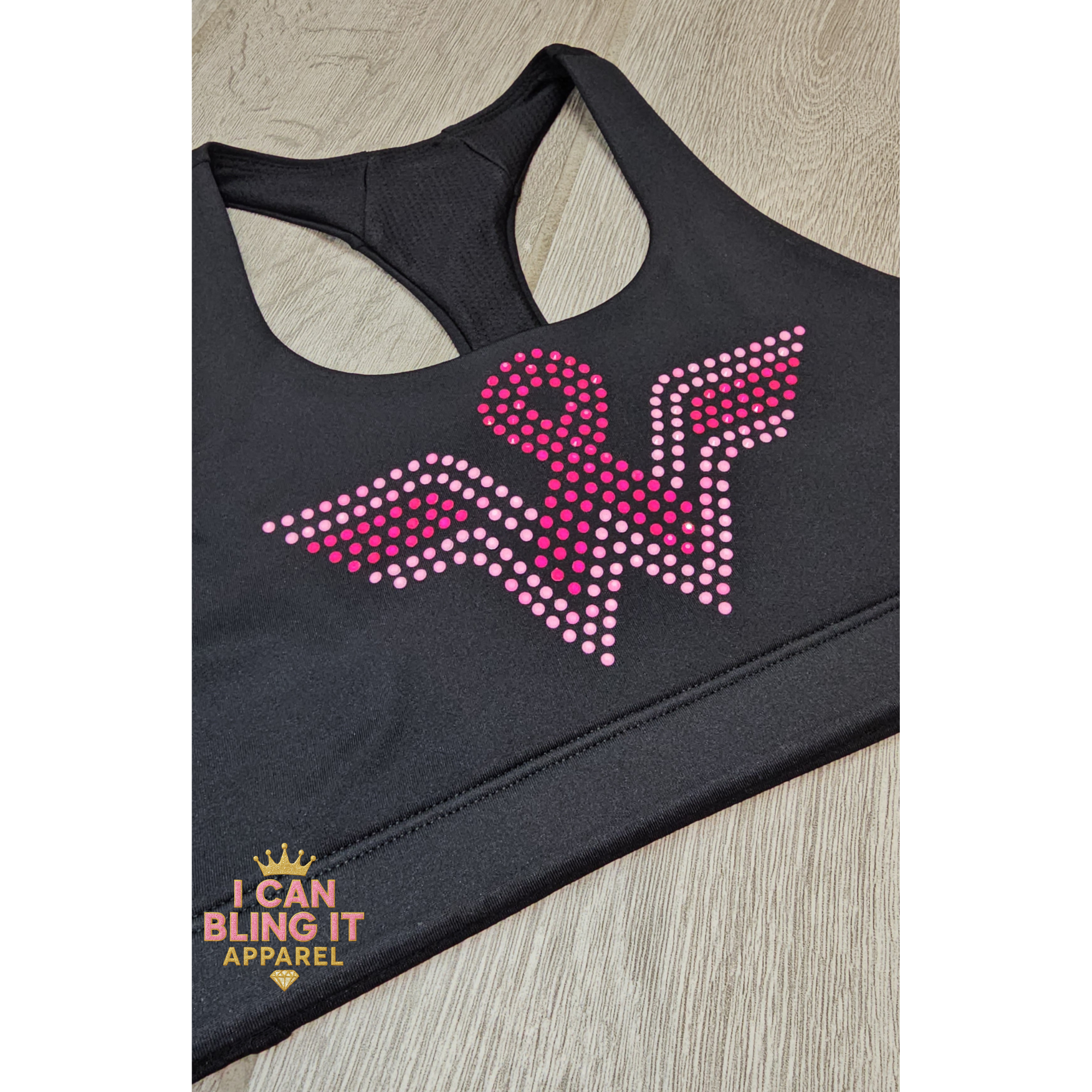 Breast Cancer Awareness Bling Sports Bra