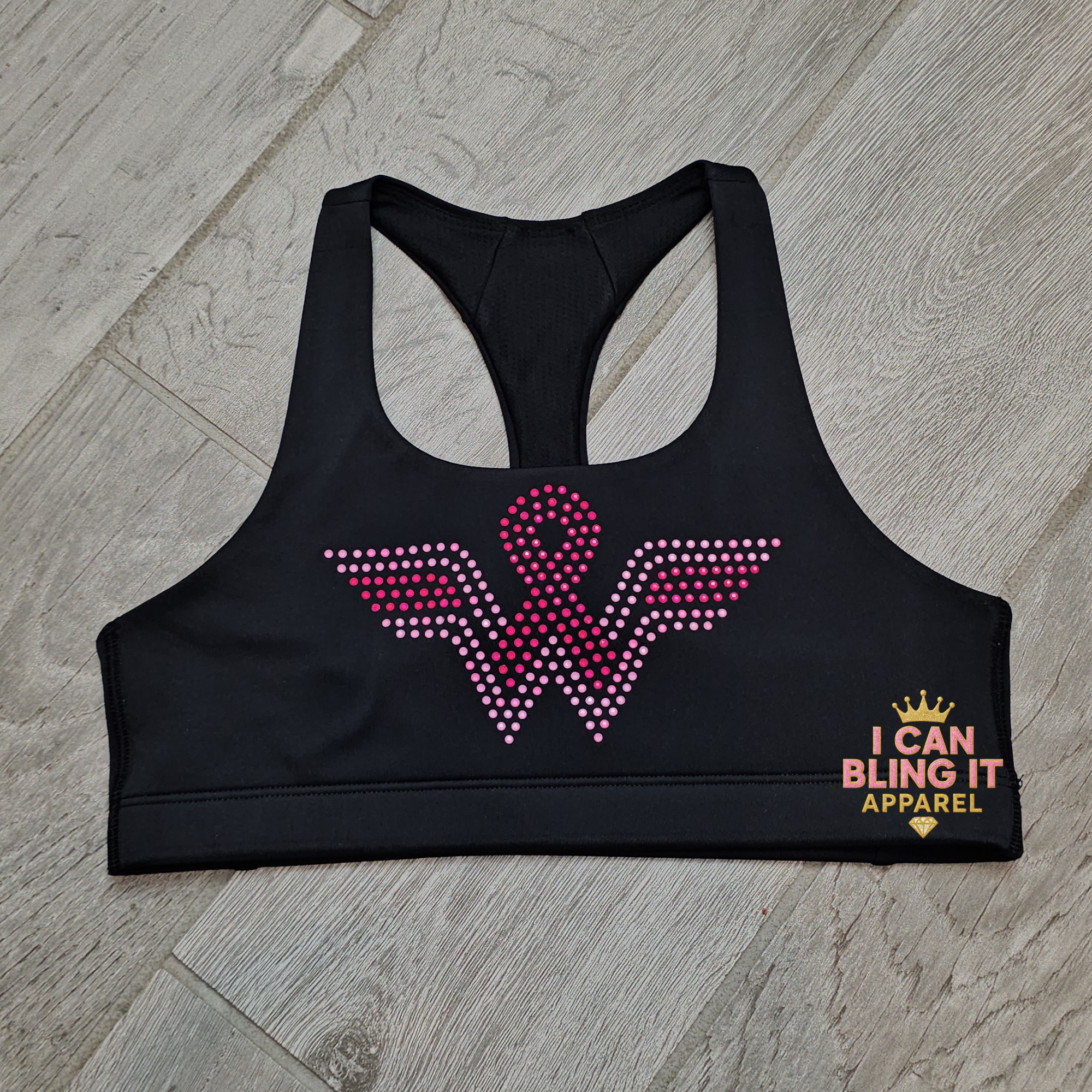 Breast Cancer Awareness Bling Sports Bra