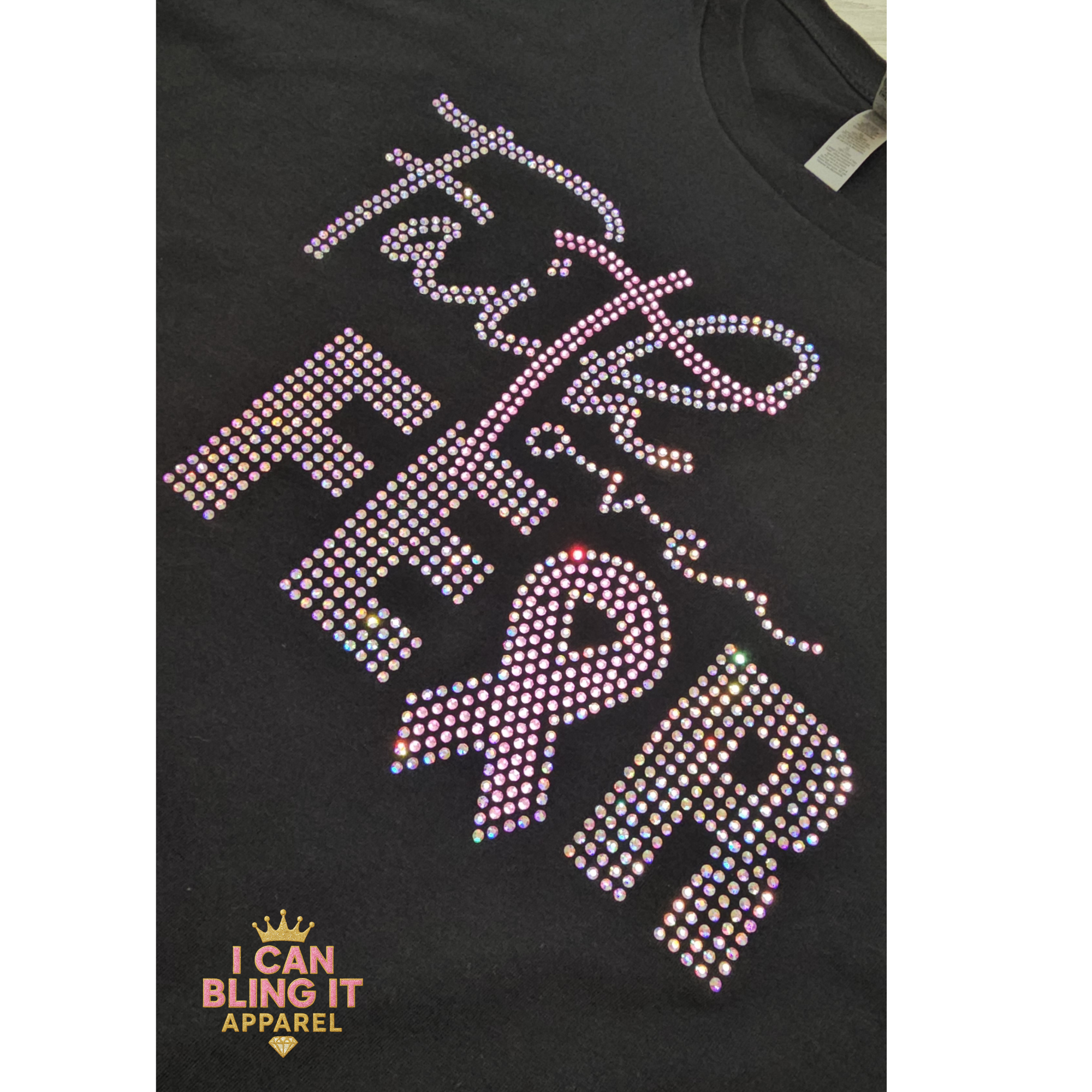 Faith Over Fear Breast Cancer Awareness Bling Tee