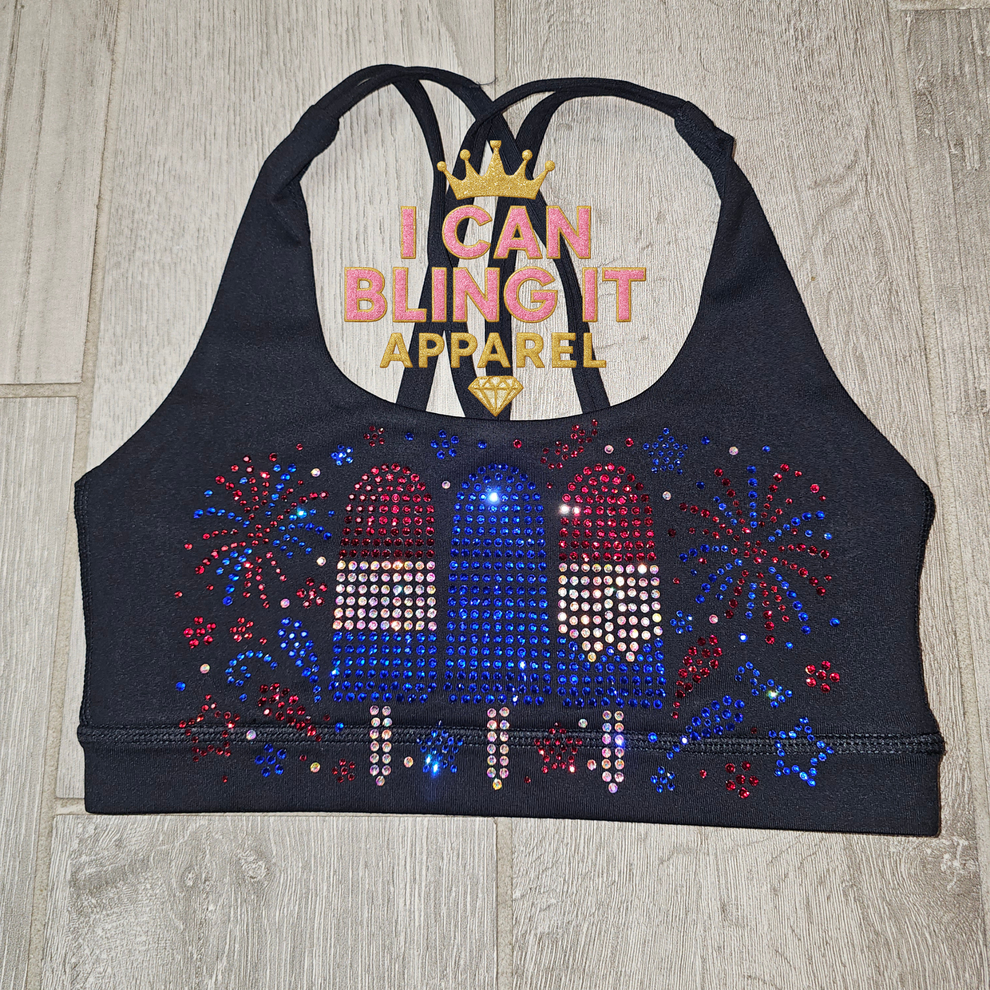 Bomb Pop Rhinestone Sports Bra 🇺🇸❤️🤍💙