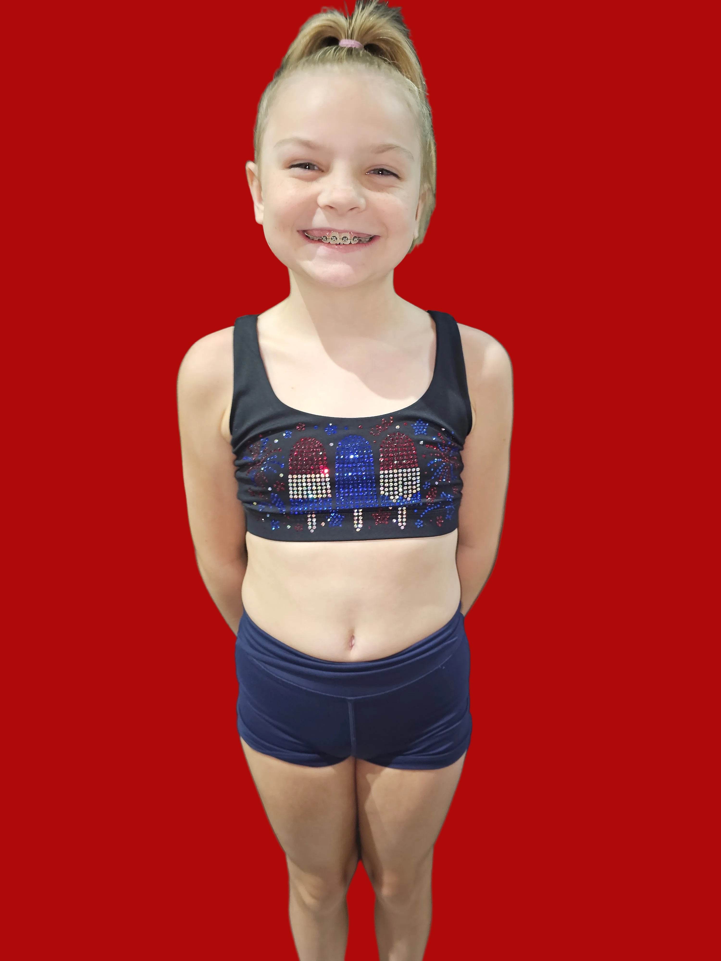 Bomb Pop Rhinestone Sports Bra 🇺🇸❤️🤍💙